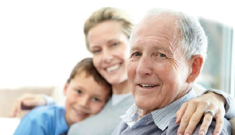 Older man with daughter and grandson